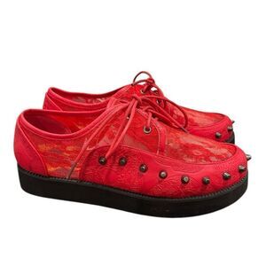 NEW Iron Fist Women's Lovelace Your Face Creeper Coral Lace Shoes 5